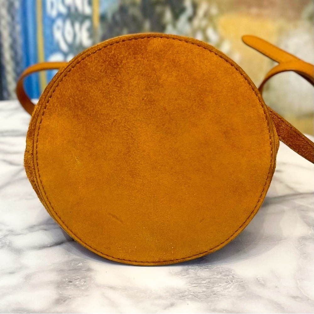 Khaite Etta Suede Bucket Bag Leather Crossbody Brown Gold Frame GUC - Picture 11 of 12